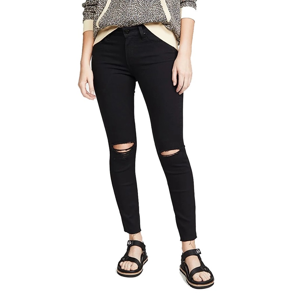 PAIGE Verdugo Crop Skinny Jeans Black Distressed Size 27